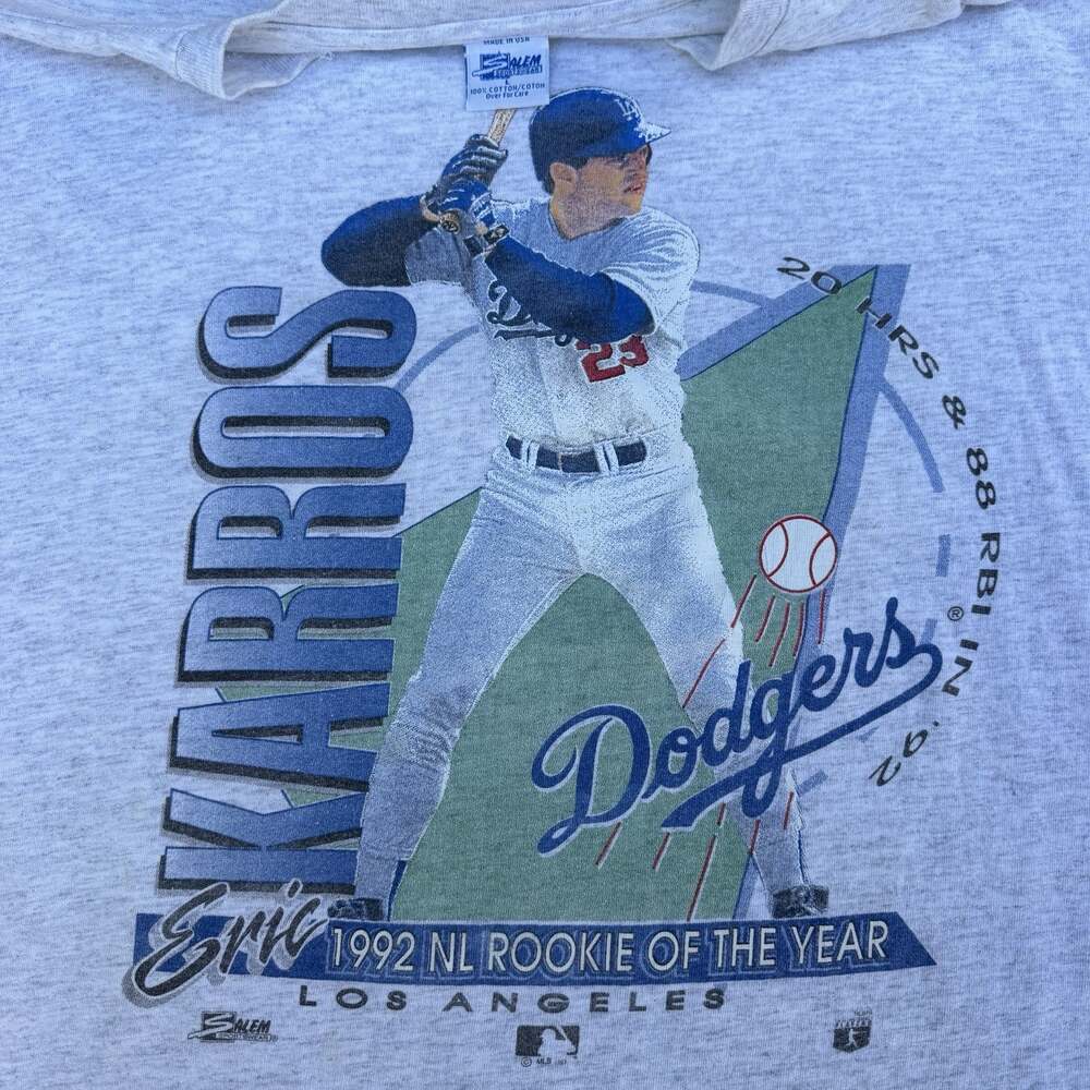 Vintage 1992 Salem Sportswear Los Angeles Dodgers Eric Karros T-Shirt Sz L MLB